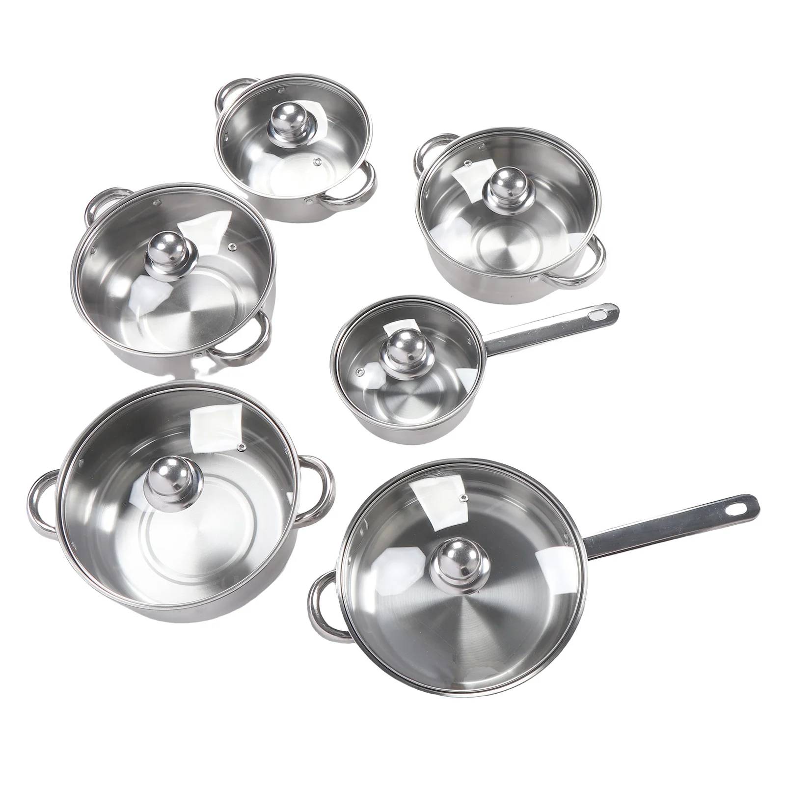 ステンレス鋼の鍋とフライパンセット 蓋付き調理セット 長持ちする厚みがあり、お手入れが簡単 キッチン用多機能