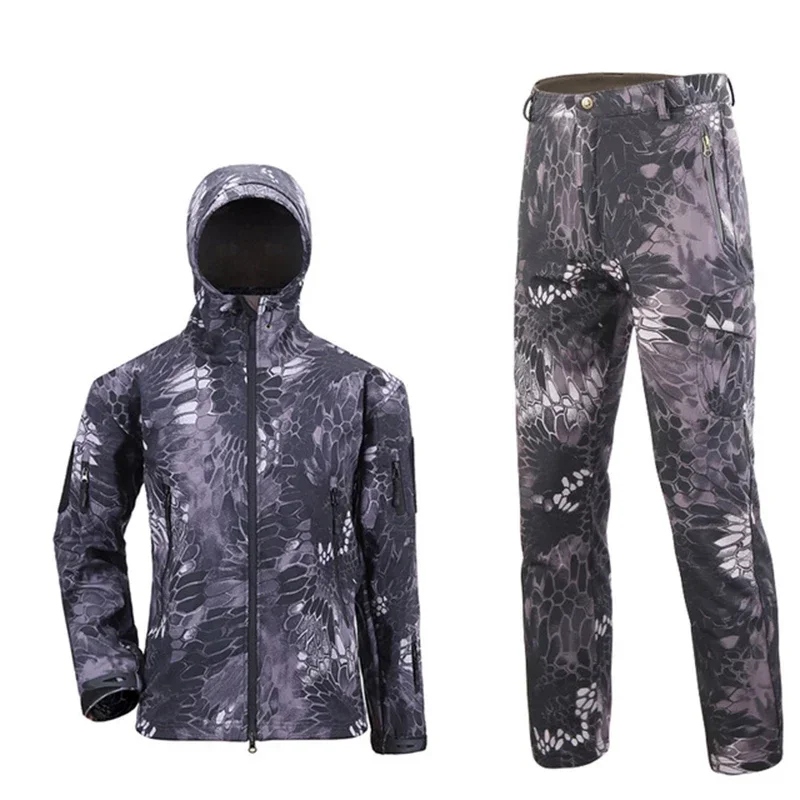 

Winter Men's Tactical Softshell T Jacket Set Camouflage Windbreaker Waterproof Hunting Coats Outwear Hunting Fleece Jacket