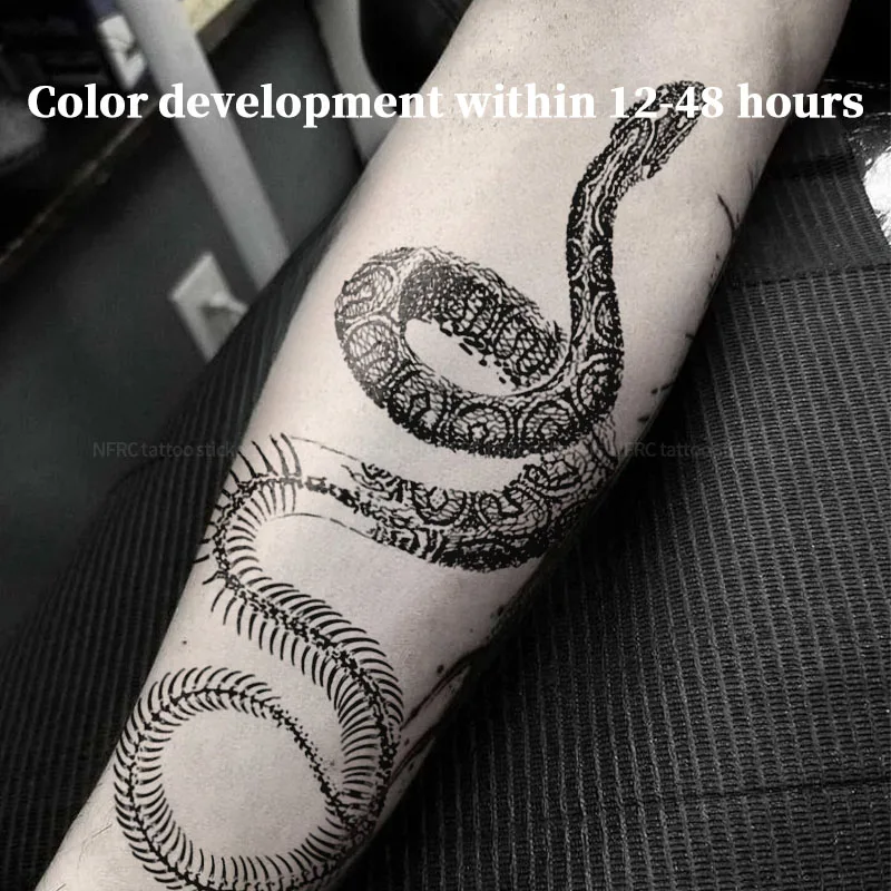 Temporary Tattoos Vintage Sketch Coiled Snake Herbal Juice Tattoo Sticker Fake Tatuaje Stickers Novelty in Toys Hotwife Tatoo