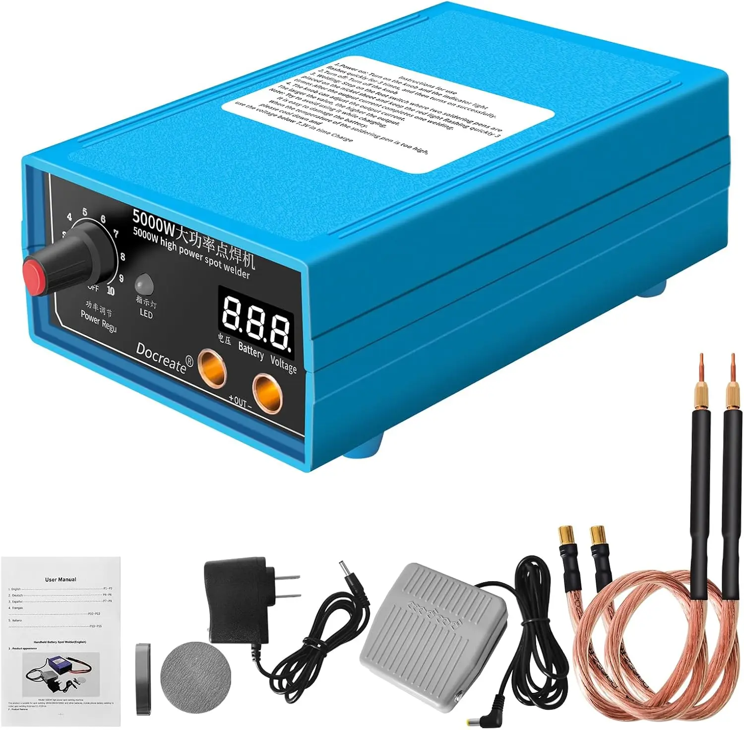 5000W Mini Battery Spot Welder, Portable Spot Welder Machine Diy Kit For 18650 Battery Pack Welding Tools, Adjustable Battery