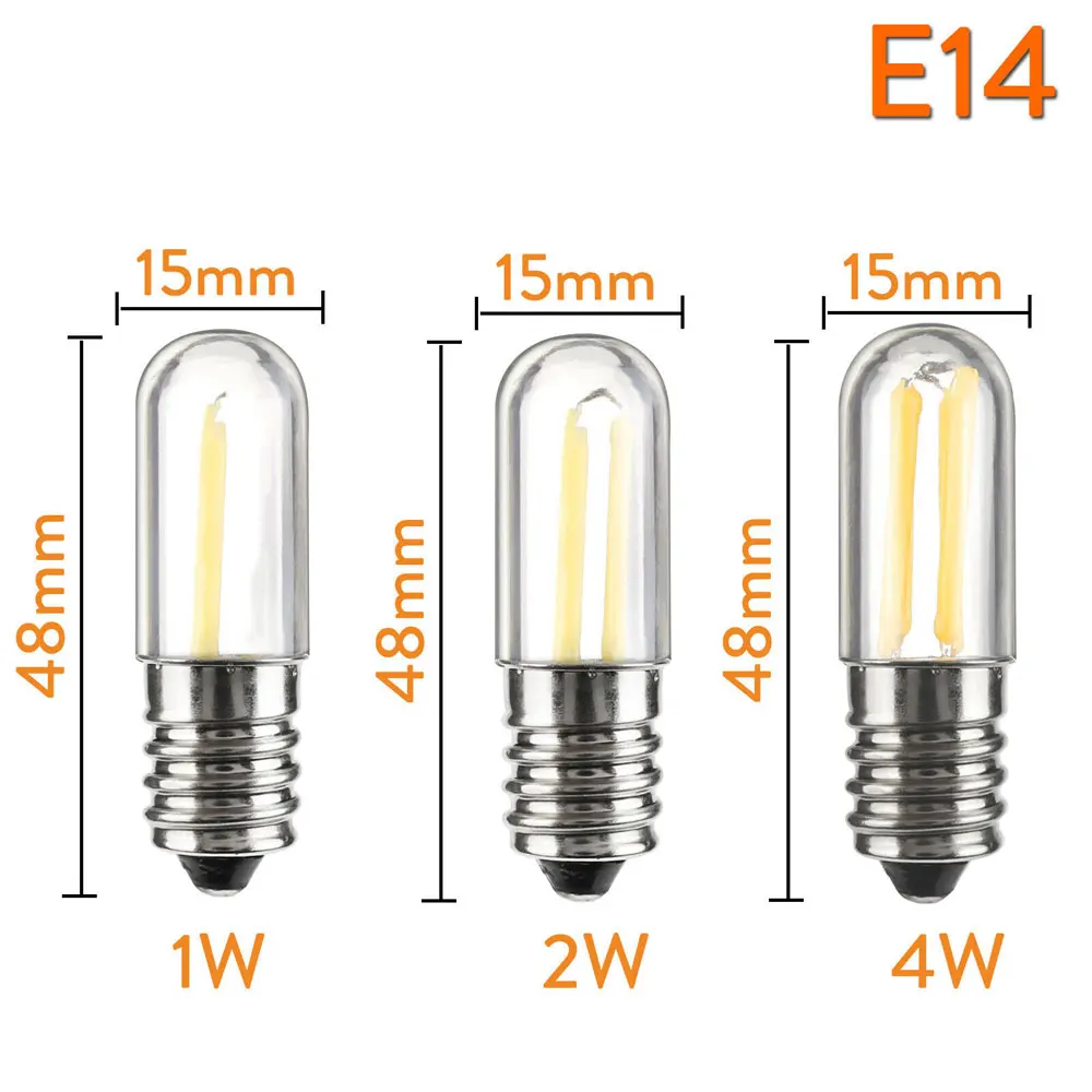 E14 E12 Led Refrigerator Bulb 1w 2w 4w Filament Cob Chip For Bulb 3000k 6500k Dimmable Fridge Bulbs White Lights Lamp 220v Night