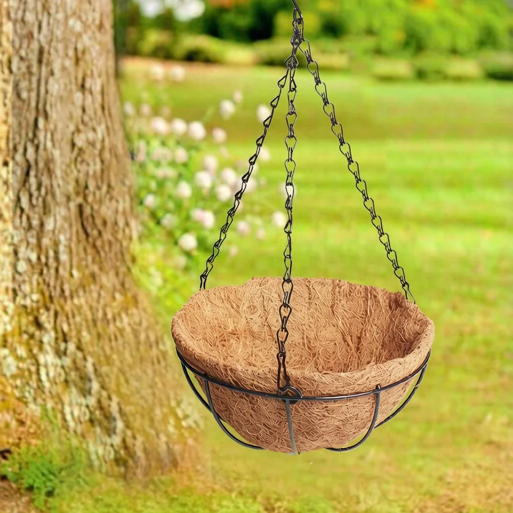 10/12 Inch Hanging Flowerpot Outdoor Plant Holder Hanging Basket Coconut  Plants Flower Garden Pot for Home Balcony Decoration