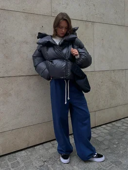 Wolfeel Winter Warm Cotton Puffer Jackets Women's Loose Parkas Coat Vintage Bread Jacket Outwear Office Ladies Quilted Jacket 6
