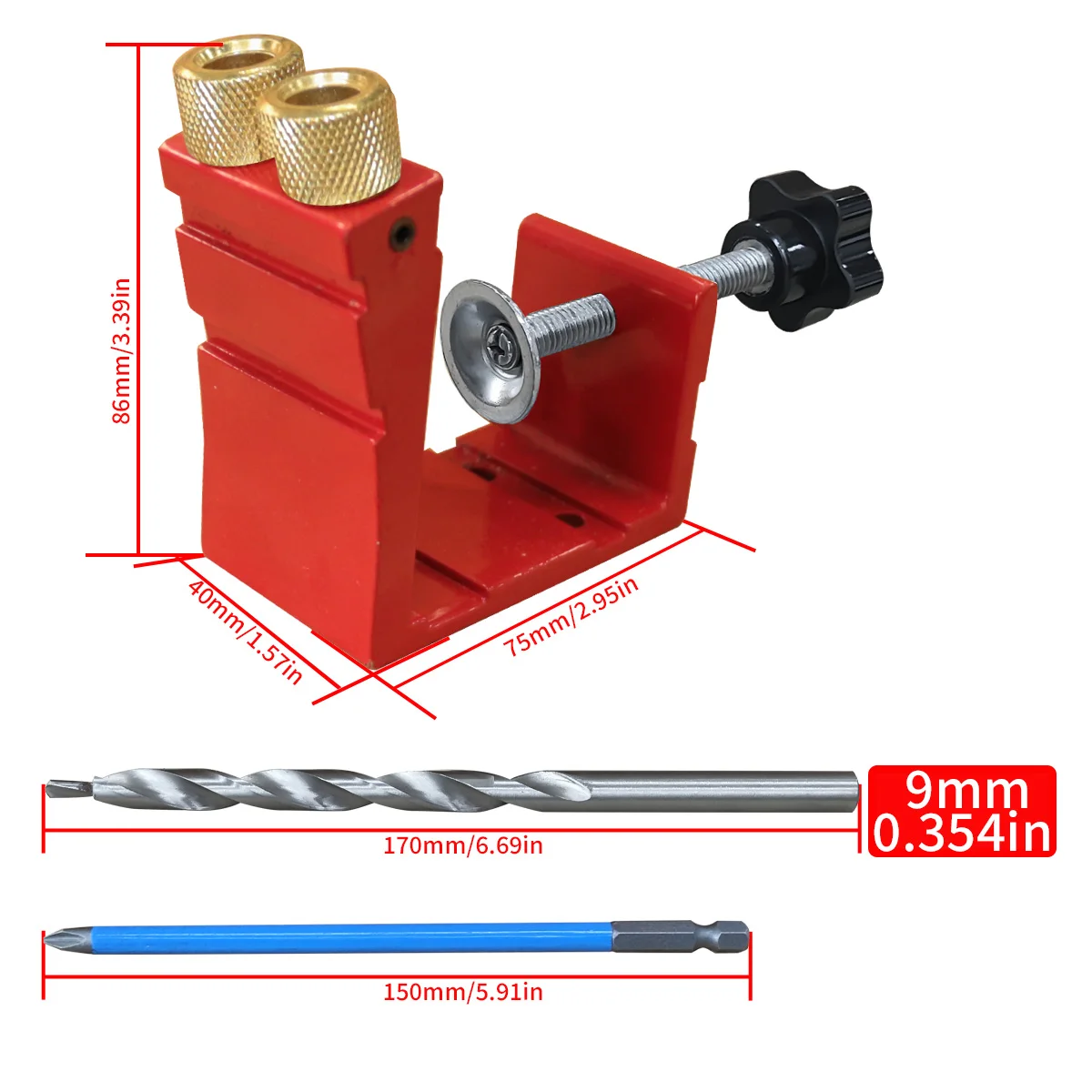 Hole Jig Kit Metal Pocket Screw Jig Drill Guide Sturdy 15° Angled Holes Drilling Positioner Woodworking Punch Locator Tool