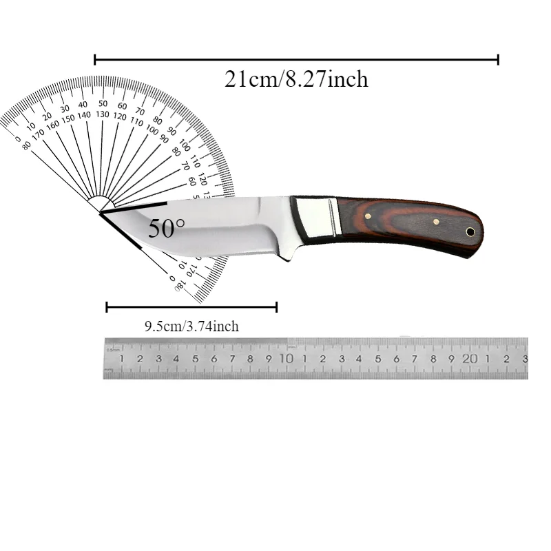 Outdoor straight knife, stainless steel blade, wooden handle with knife cover, travel camping tools, holiday gifts view 6