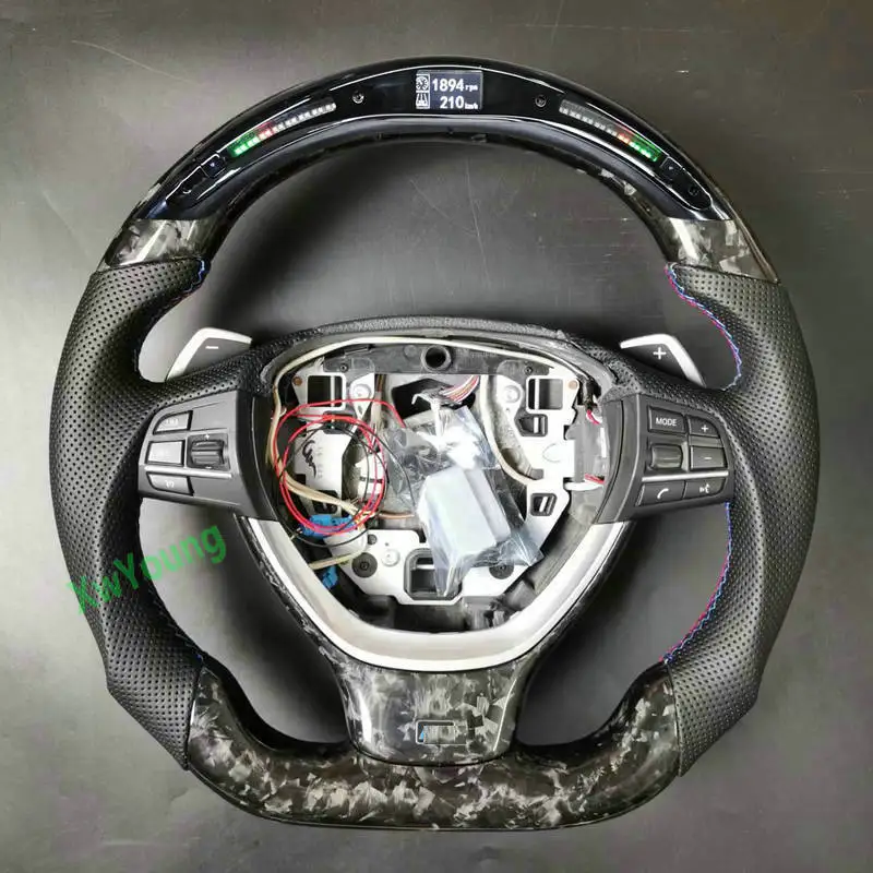 100% Real Carbon Fiber + Leather Car Steering Wheel Automobile Refitting For BMW F10 F18 F01 F02