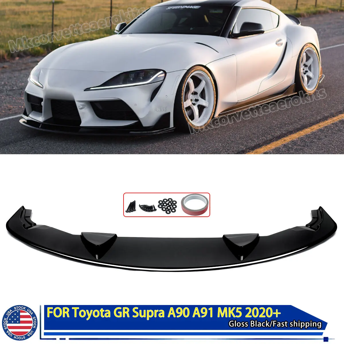 

For Toyota GR Supra A90 A91 Bumper Spoiler MK5 Artisan Style 2020 2021 Front Bumper Gloss Black Lip Splitter Car Accessories