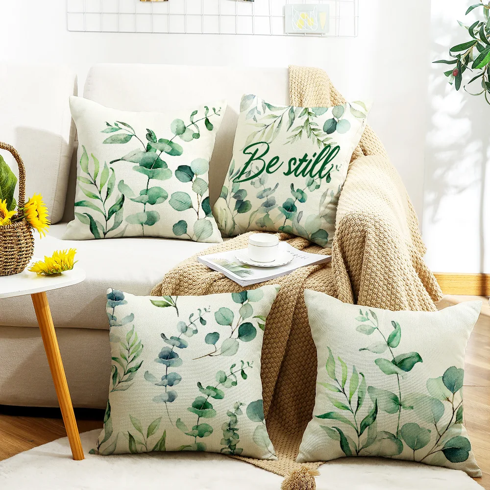 New summer pillowcase with eucalyptus leaf plant print pillow upholstery upholstery sofa headboard cushion cover