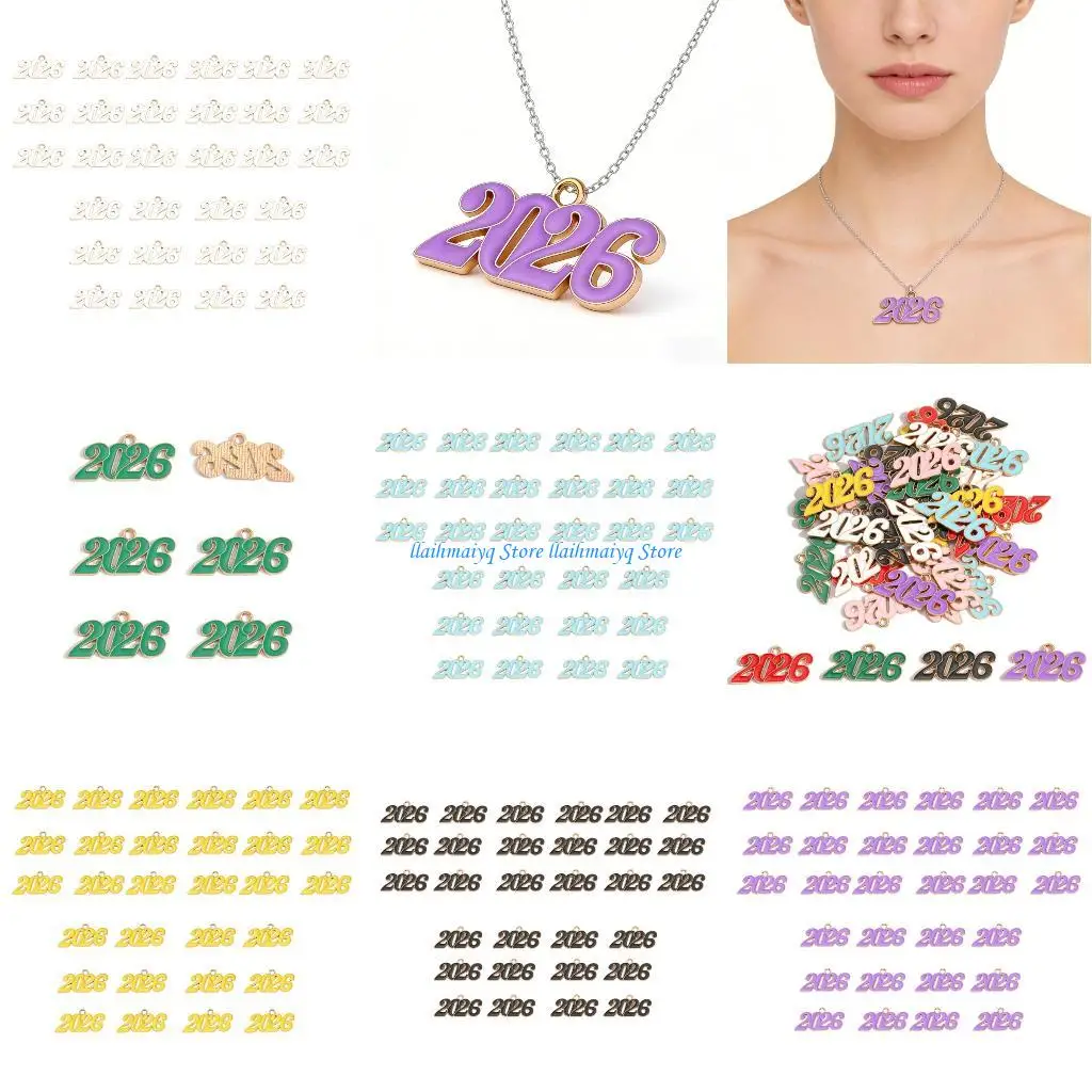 

573B Sturdy Alloy 2026 Year Necklace Pendant Commemorating Life Event Comfort Fit For Daily Wear Elegant Accessory