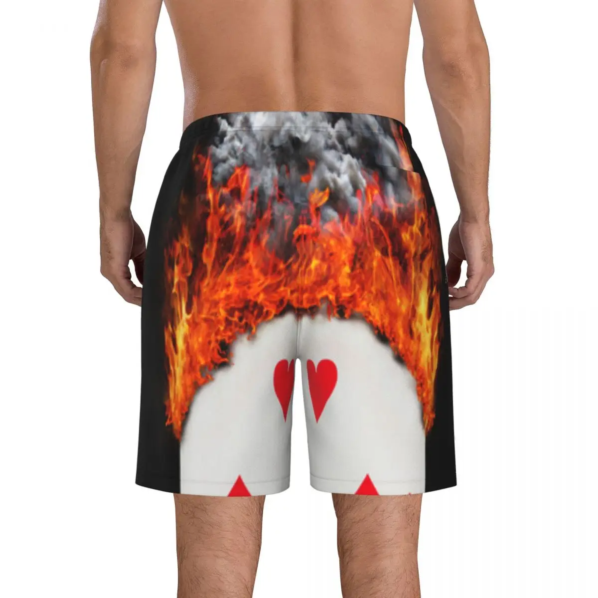 Men's Swimming Shorts Playing Card With Fire And Smoke Trunks Beach Wear