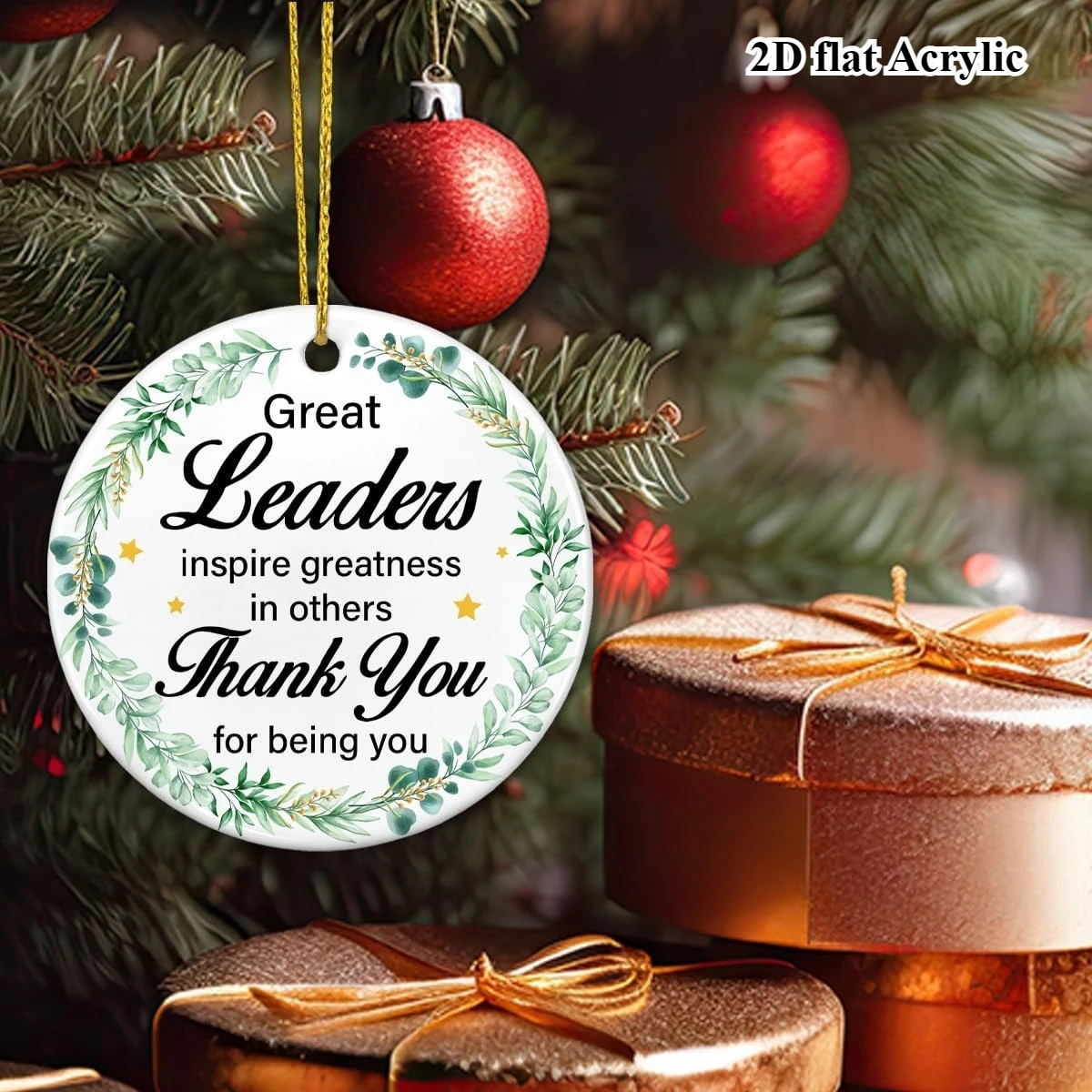 

2D плоские круглые акриловые рождественские украшения «Дякую» — вдохновляющий подарок ведущего для оценки для женщин и мужчин