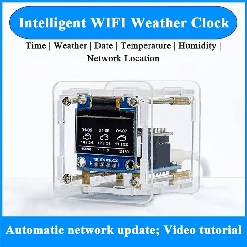 AA60-2X DIY Weather Clock Kit WIFI Module Internet Of Things Time Temperature And Humidity Display Soldering Practice Loose