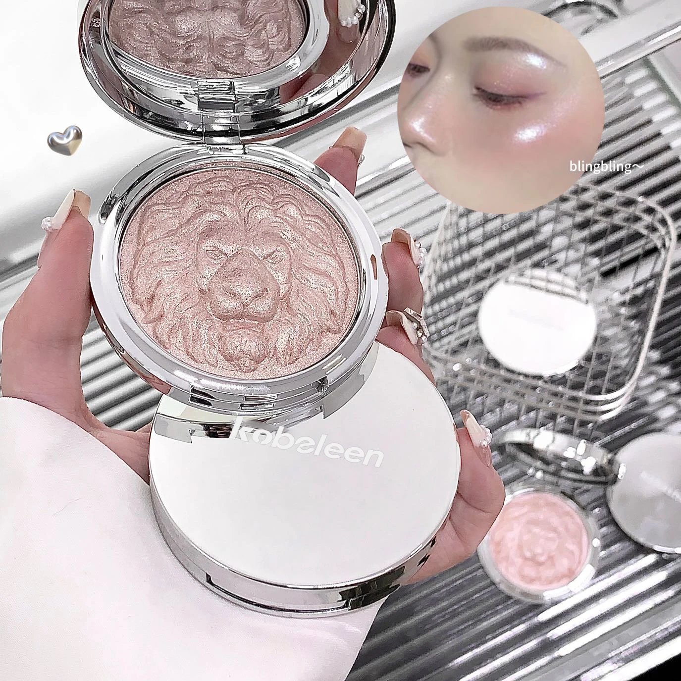 Kobeleen Lion Series Highlighter Powder Brighten Skin 3D Stereo Long Lasting Smooth Texture Daily Party Cosmetic