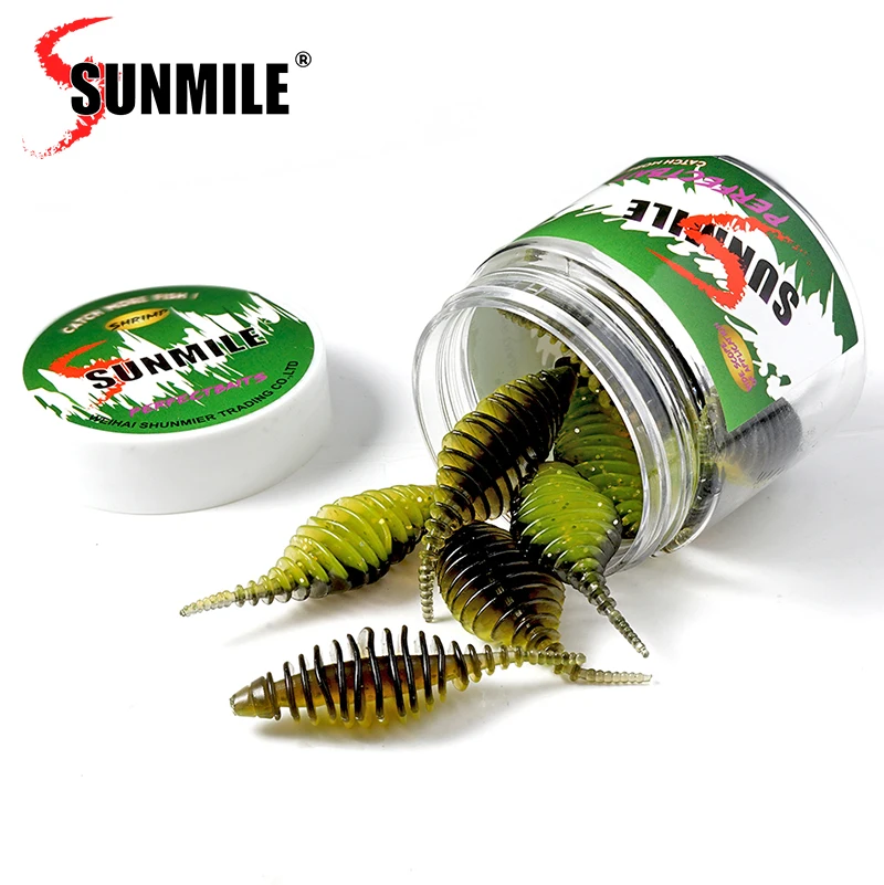 SUNMILE Fishing Soft Bait Worm Artificial Baits 50mm/1.5g 10pcs/Lot Rock Fishing Wobblers Leurre Souple Lure Perch Trout Lures