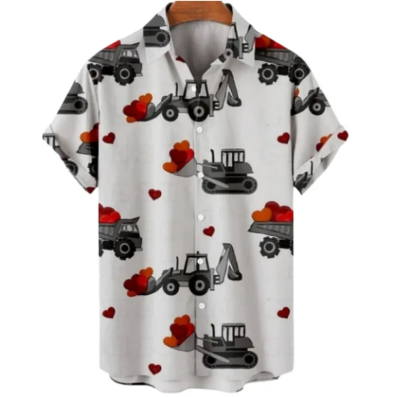 Men\'s Summer Designer Color Cartoon Pattern Casual Social Oversized Hawaiian Sleeve Short Shirt Floral Viking Luxury Clothing