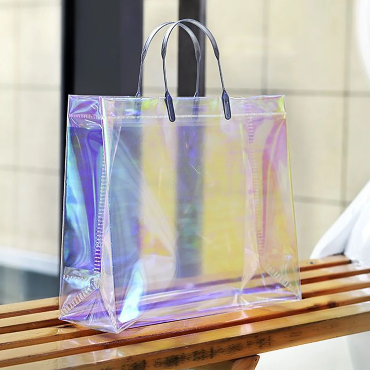 Large Capacity Tote Totes Shoulder Bag Laser Handbag Waterproof Handbag Tote Eco Bag Transparent Shopping Bag