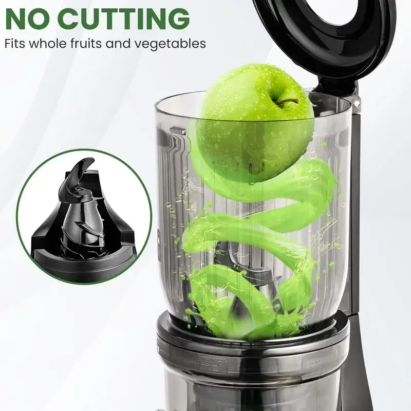 PUkomc Juicer Machines, Cold Press Juicer with 4.25'' Large Feed，Slow Masticating Machines Chute Fit Whole Vegetable And Fruit