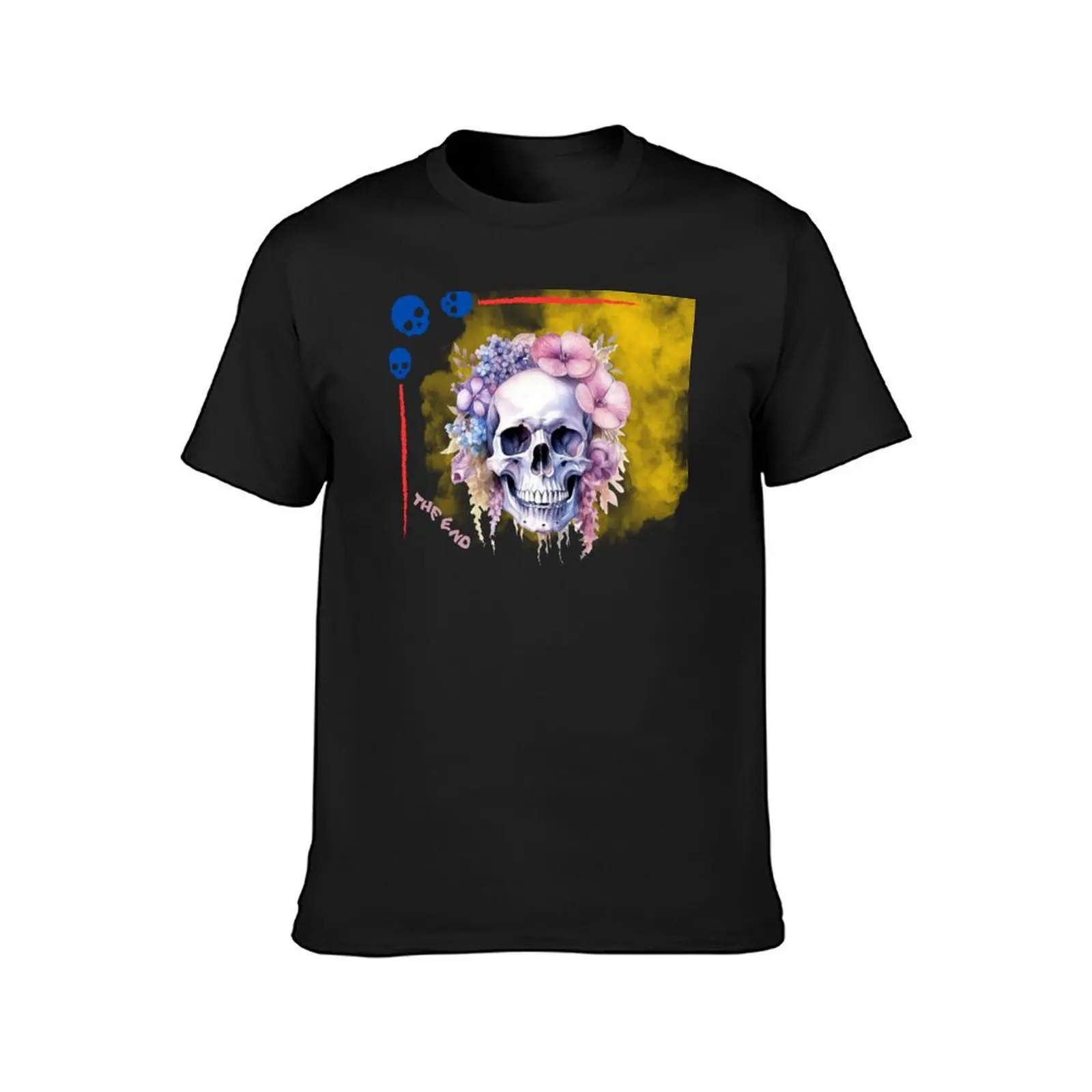 Sinister Skull Design: A Gothic Fusion with Roses and the End T-Shirt new edition boys animal print t shirts for men