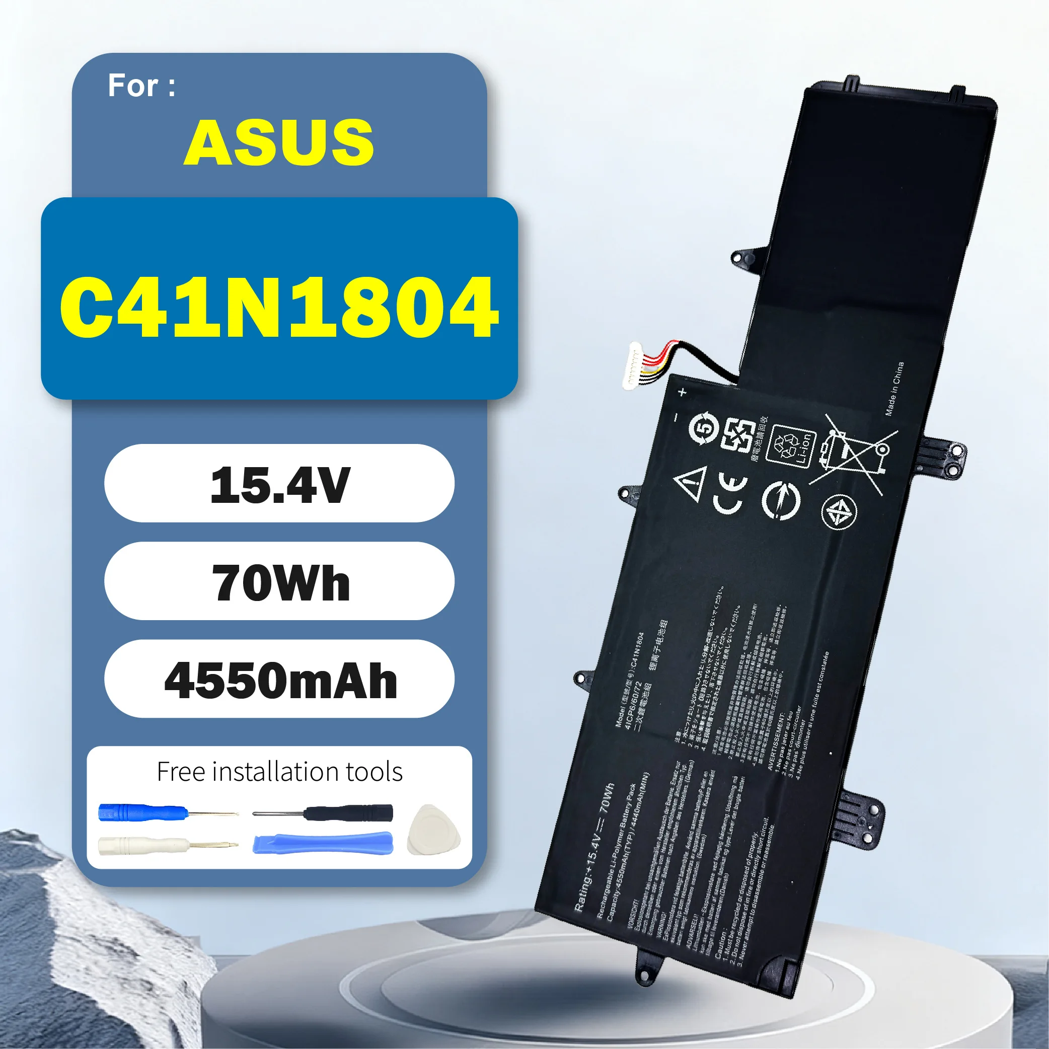 

C41N1804 15,4 В 70 Втч 4550 мАч Сменный аккумулятор для ноутбука ASUS ZenBook Pro 14 UX450 UX450FD UX480 UX480FD 0B200-02980100