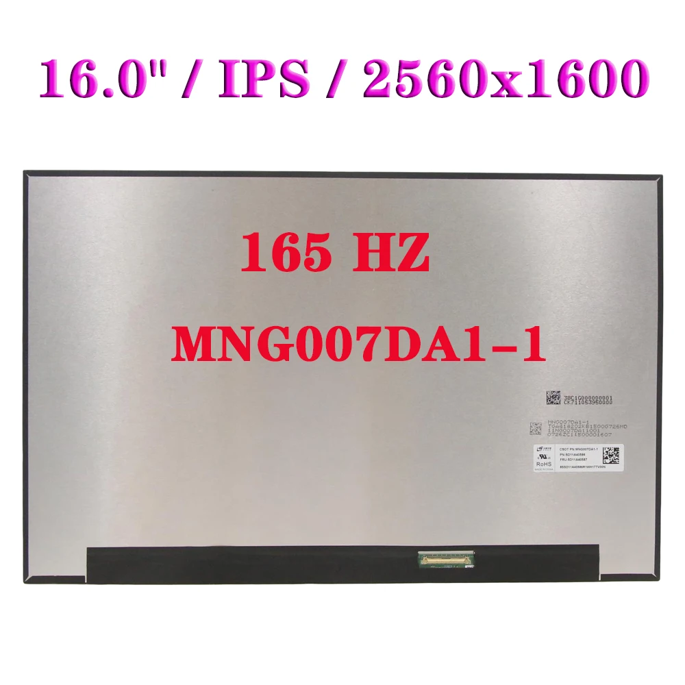 

16.0" 165HZ Display Panel NE160QDM-NY1 V8.0 Fit MNG007DA1-1 QDH 2560X1600 Laptop LCD Screen EDP 40Pin 100%sRGB