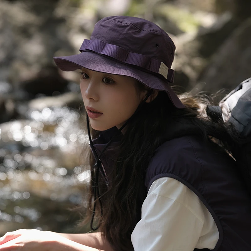 

Outdoor Sun-Proof Bucket Hat Camping Hiking Alpine Cap Female Summer All-Matching Drawstring Sun-Proof Basin Hat Tide