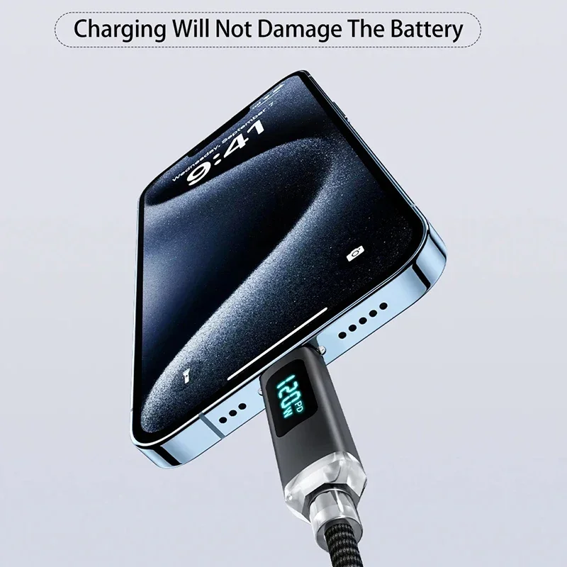 Xiaomi 120w 케이블 USB A 유형 C 초고속 충전 케이블 Huawei Oppo Oneplus Poco Redmi 데이터 케이블 2025 용 디지털 디스플레이