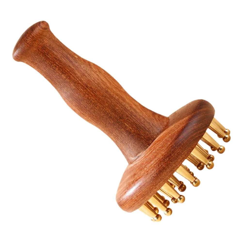 

Латунная массажная расческа с меридианом, ручка из сандалового дерева, массажер для кожи головы всего тела для Guasha, инструмент для ухода за волосами, инструмент для точки давления