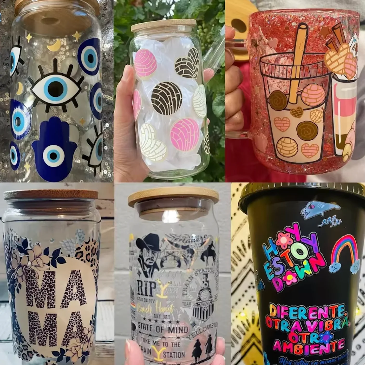 High Quality 3D Cute Colored Chocolate Beans Decal UV DTF Cup Wrap for 16oz Libbey Glasses DIY Cartoon Mug Transfer Sticker - view 6