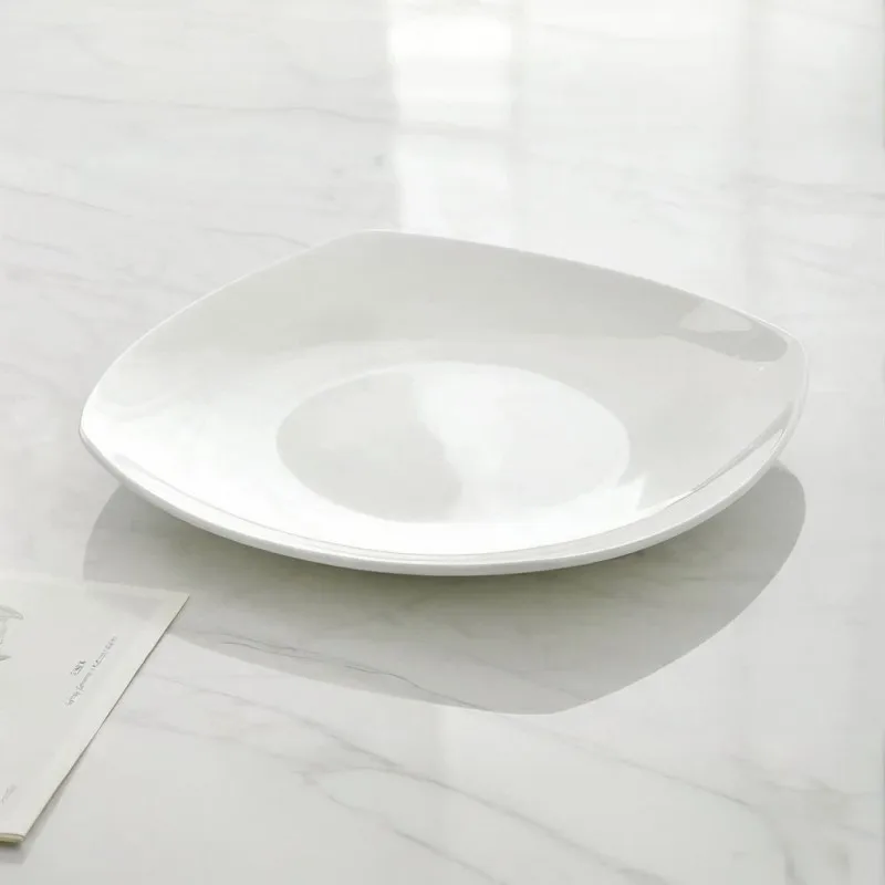 8 inch, plain white bone china dinner plate, porcelain serving platter, ceramic serving dishes, restaurant supplies, catering