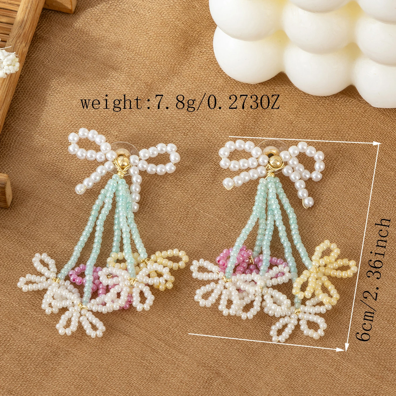 Vintage  Drop Earrings for Women Boho Handmade Flower Colorful Tassel Earrings - view 2
