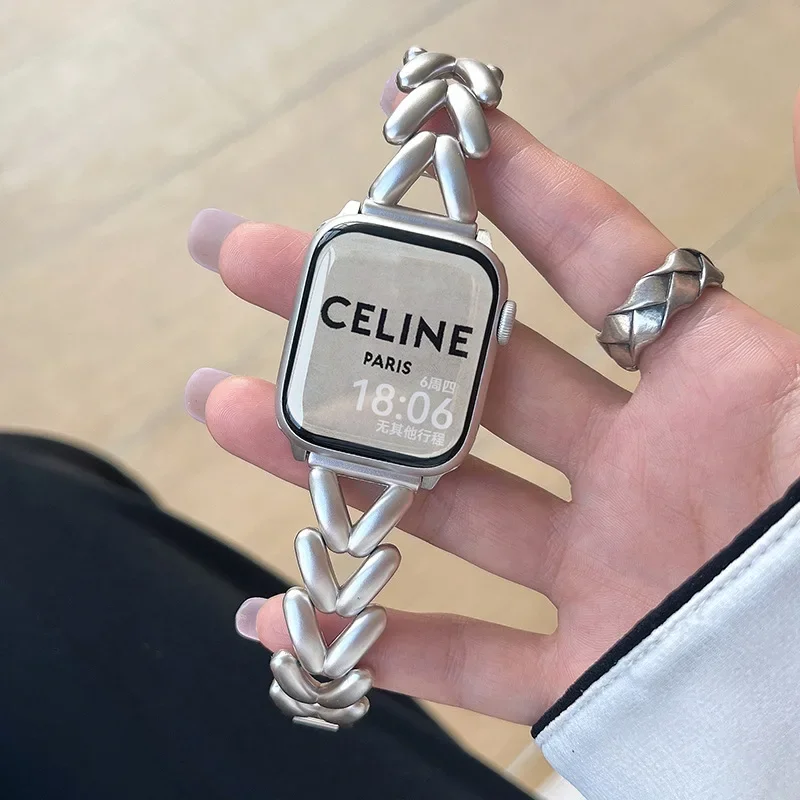 

Металлический женский ремешок Starlight для Apple Watch, 41 мм, 40 мм, 44 45, 38 мм, ремешок из цинкового сплава для iWatch Series 8 7 SE 6 3 4 5 Ultra 49 мм