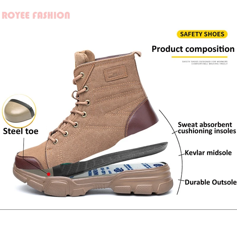 2023 Work Safety Shoes Men Sandy Shoes Safety Boots for Men Indestructible Work Sneakers Protective Steel Toe Shoe zapatos mujer