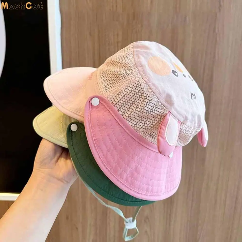 

Quick-dry Cartoon Animal Bucket Hat Detachable Shading Hat Summer Kid Sunhat Anti-UV Sun Hat Letter Embroidery