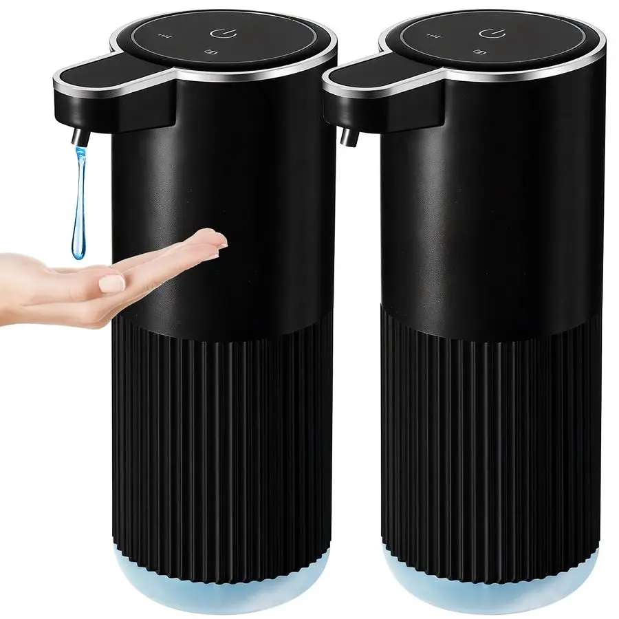

Soap Dispenser, 2 Pack Black Touchless Liquid Soap Dispenser for Bathroom, 13.5 Fl Oz Plastic Electric Auto Dish Soap Dispensers