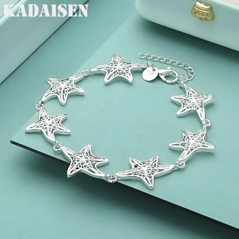 Street Trend 925 Sterling Silber Hübsche Seestern-Armbänder für Damen, Mode, Hochzeit, Party, Weihnachtsgeschenke, Marken, edler Schmuck