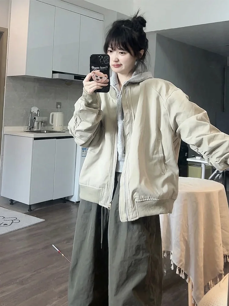 Kurtki baseballowe z literą M damskie codzienne młodzieżowe odporne na plamy puchowe zapinane na zamek odzież sportowa uniform baseballowy imitacja dwuczęściowej letniej odzieży Y2K