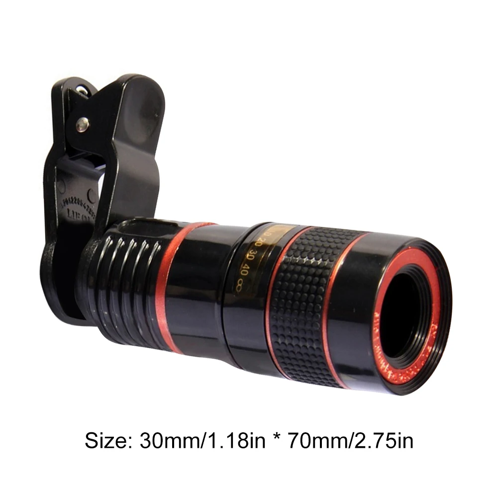 Telescópio Zoom Lens para Celular, Lente de Câmera Monocular para Smartphones, Acampar, Caça, Esportes, Assistir, 8, 12, 20X