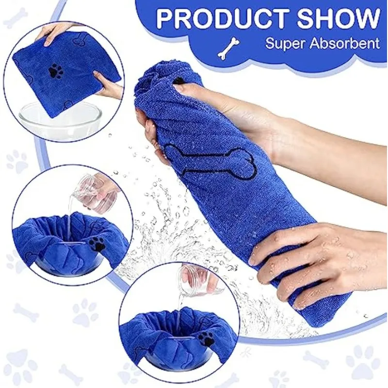 1-2 Stück Schnelltrocknende Mikrofaser-Hundehandtücher, Saugfähiges Haustier-Badetuch, Schnelltrocknendes Badetuch, Autowischtuch, Haustierzubehör – Detail 4