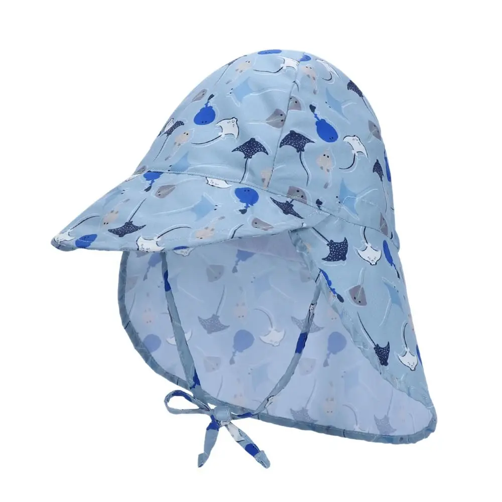 Children Summer Bucket Hats UV Protection Outdoor Beach Sun Hat Boy Girl Flap Cap Adjustable Wide Brim Cap Sunscreen Hat