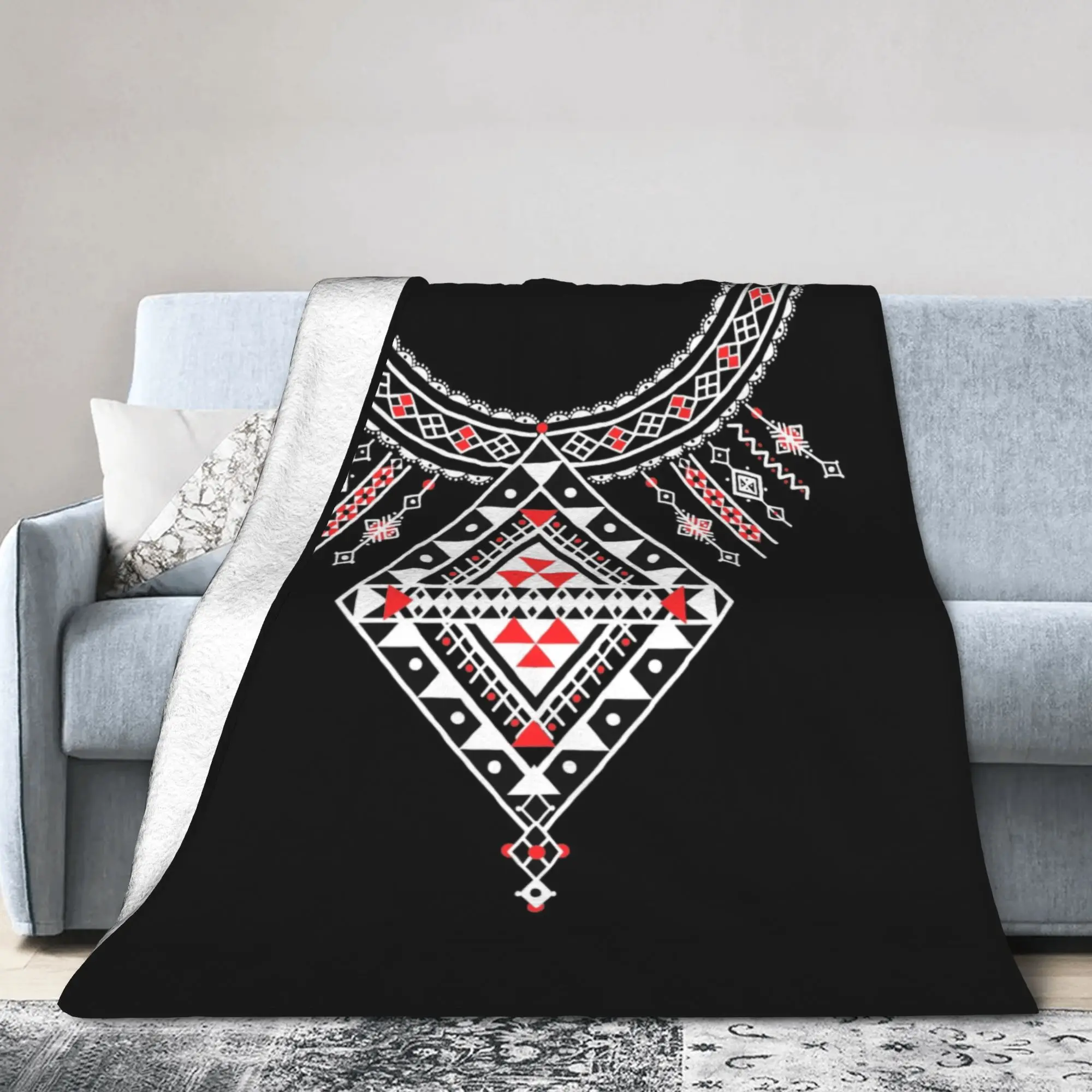 Custom 3D Print Kabyle Pottery Blankets Comfortable Soft Flannel Africa Amazigh Ethnic Throw Blanket for Couch Home Bedroom