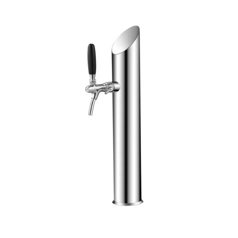 High-quality and well-polished silver single-hole beer tower with a dispenser
