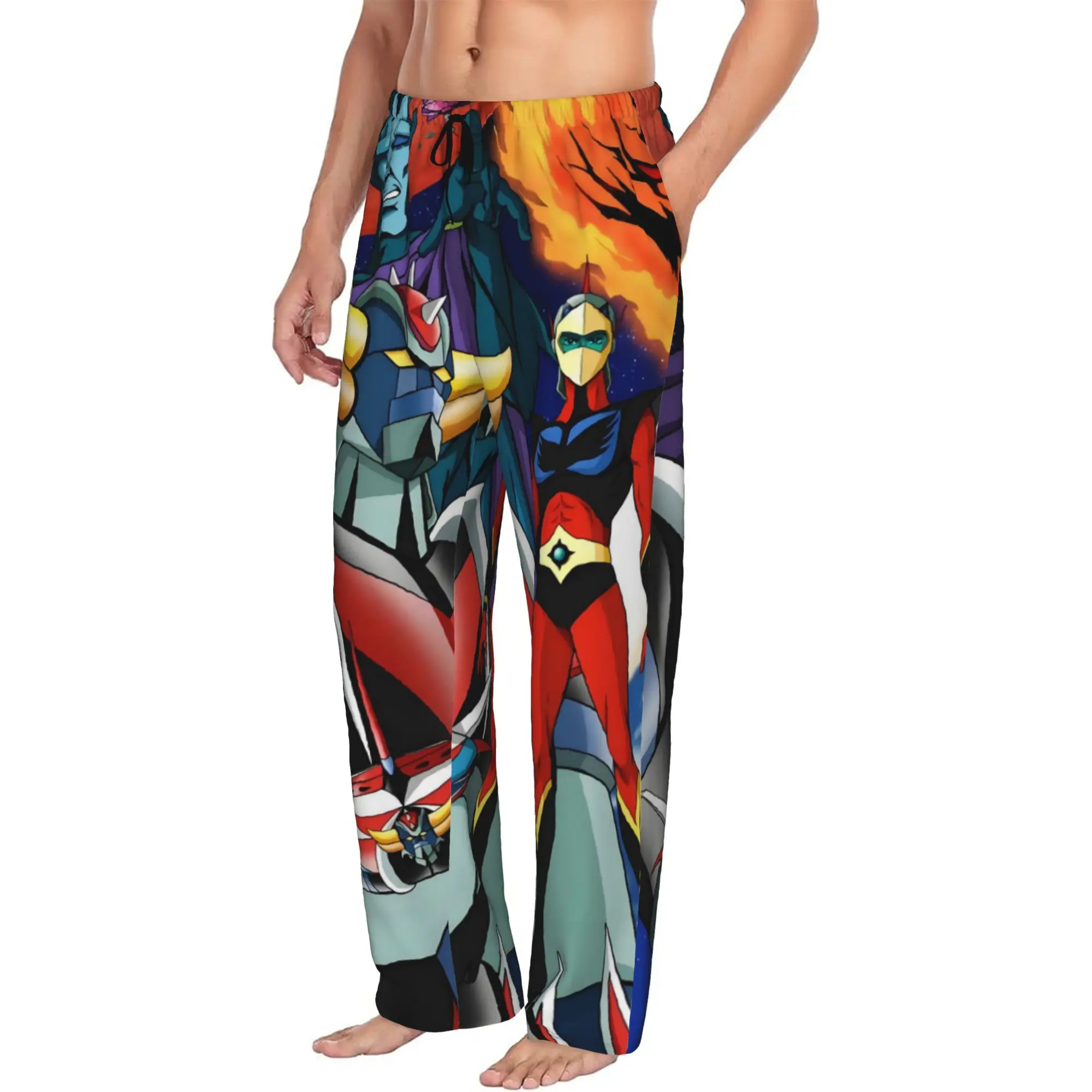 Custom G-Grendizer Pajama Pants Men's Robot Manga Lounge Sleep Drawstring Sleepwear Bottoms with Pockets