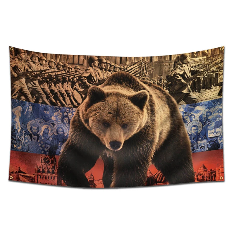 1Pc Russian Bear Flag rising forward powful russian russia pride bear Flag Polyester Flag Polyester the Russia Banner