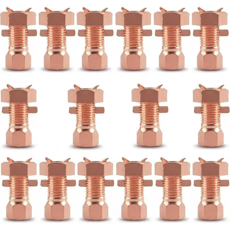 AT63-Split Bolt Connectors(16-Pack), Copper For 8-12AWG Wire For Grounding Clamps, Electrical Wire Connectors(TJ10)