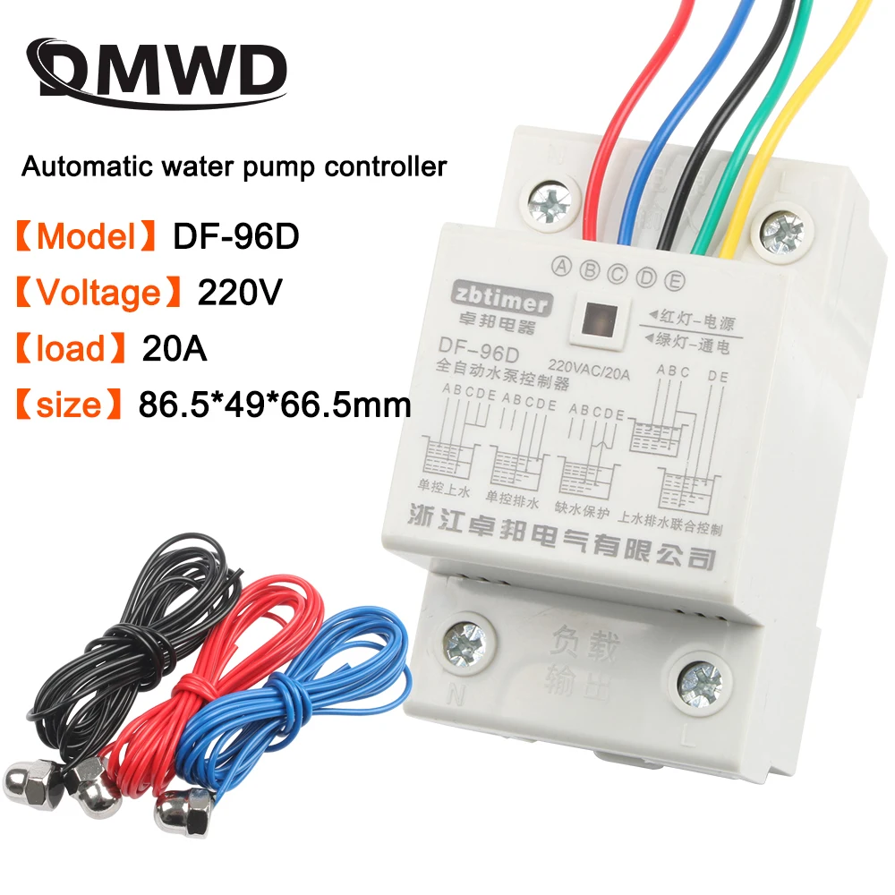 220V Automatic Water Level Controller Switch DF-96D DF-96DK Water tank Liquid Level Detection Sensor Water Pump Controller