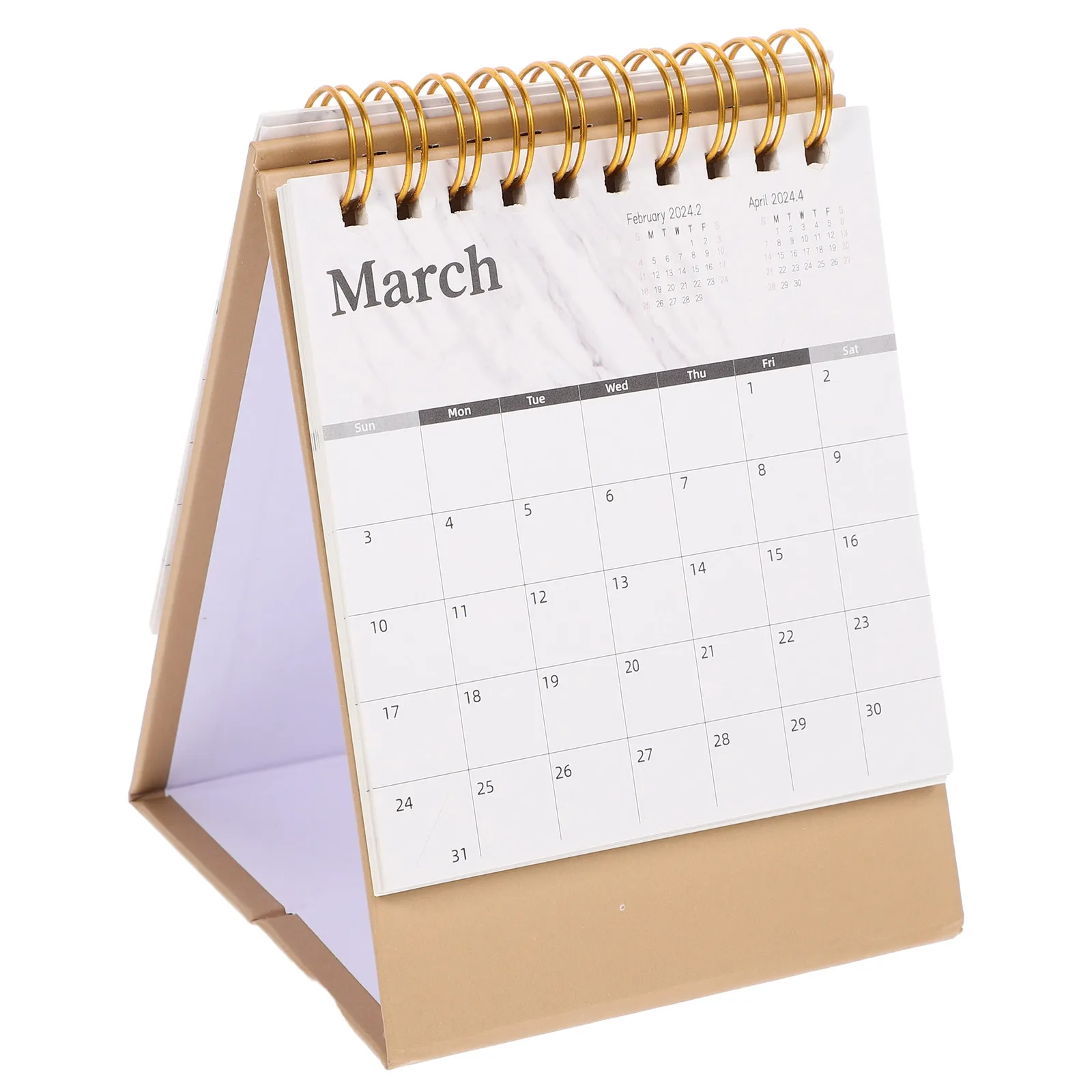 

Desktop Marble Pattern Calendar Standing Table Calendar Foldable Base for Office Home Daily Use Note Organizer