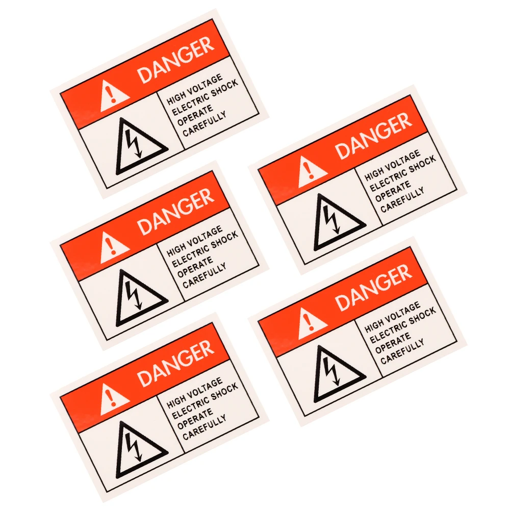 

5 pcs Anti Electric Shock Labels Custom Metal Signs Waterproof Oil Resistant Stickers Equipment Car Maintenance PP Paper Warning