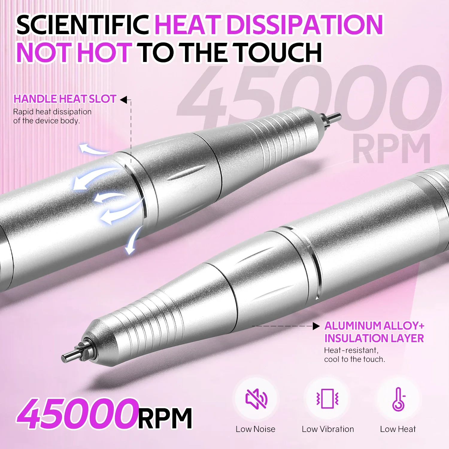 Professionelle 45000RPM Elektrische Tragbare Nagel Bohrer Maschine Mit Basis Wiederaufladbare Geräuscharm Nagel Sander Datei Für Maniküre Salon