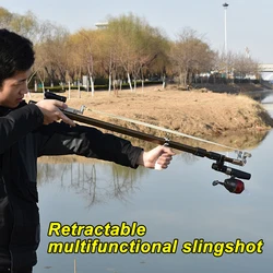 Golden Retractable Slingshot Field Fishing Duck Hunting Equipment Multi-functional Bow Head Laser Slingshot Professional Sling