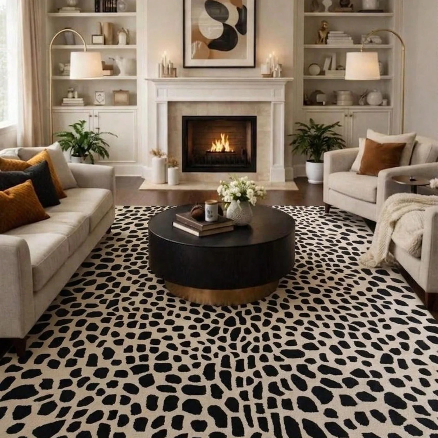 Tufted Wool Leopard Print Carpet, Modern Style Carpet.